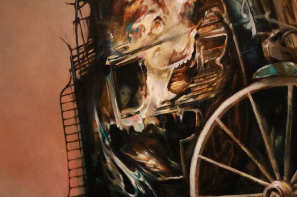 "The Hostage" detail 2.  A haunting girl looks out the window of the carriage. 