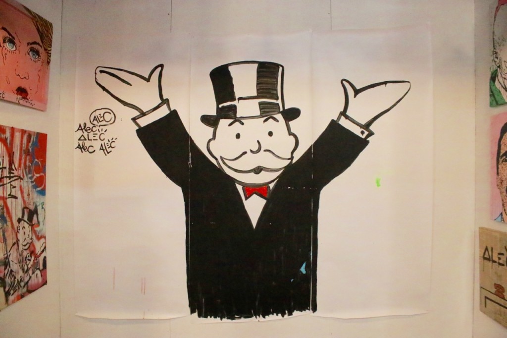 Alec Monopoly, the unofficial mascot of Street Art Fair, including the ghost painter and all.